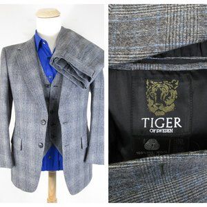 Vintage Tiger Of Sweden Gray Wool 3 Piece Suit 38